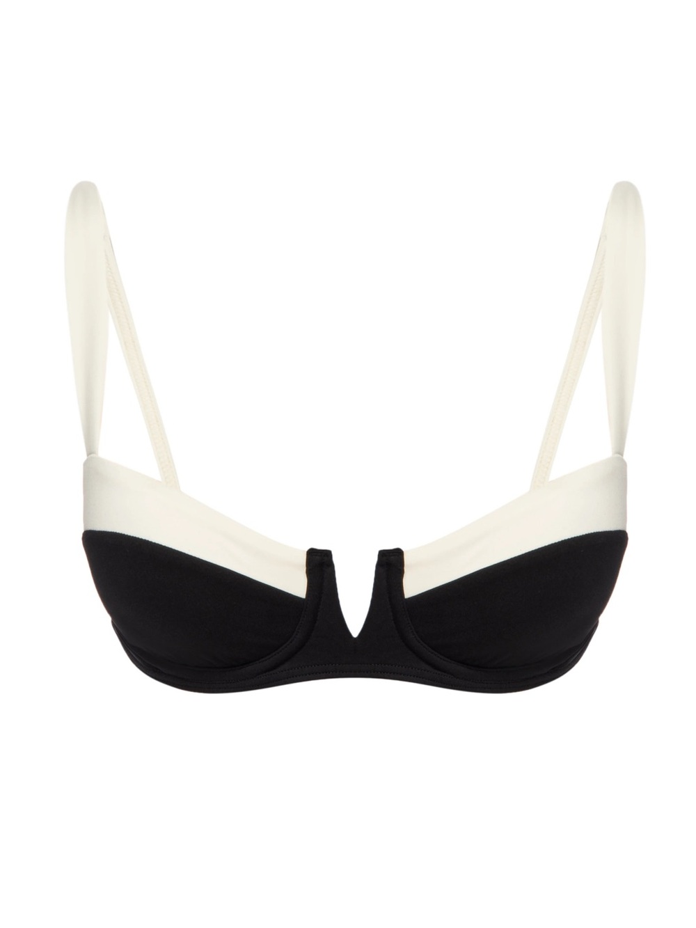 Colorblock Black and Cream Bikini Top - Picture 2 of 4